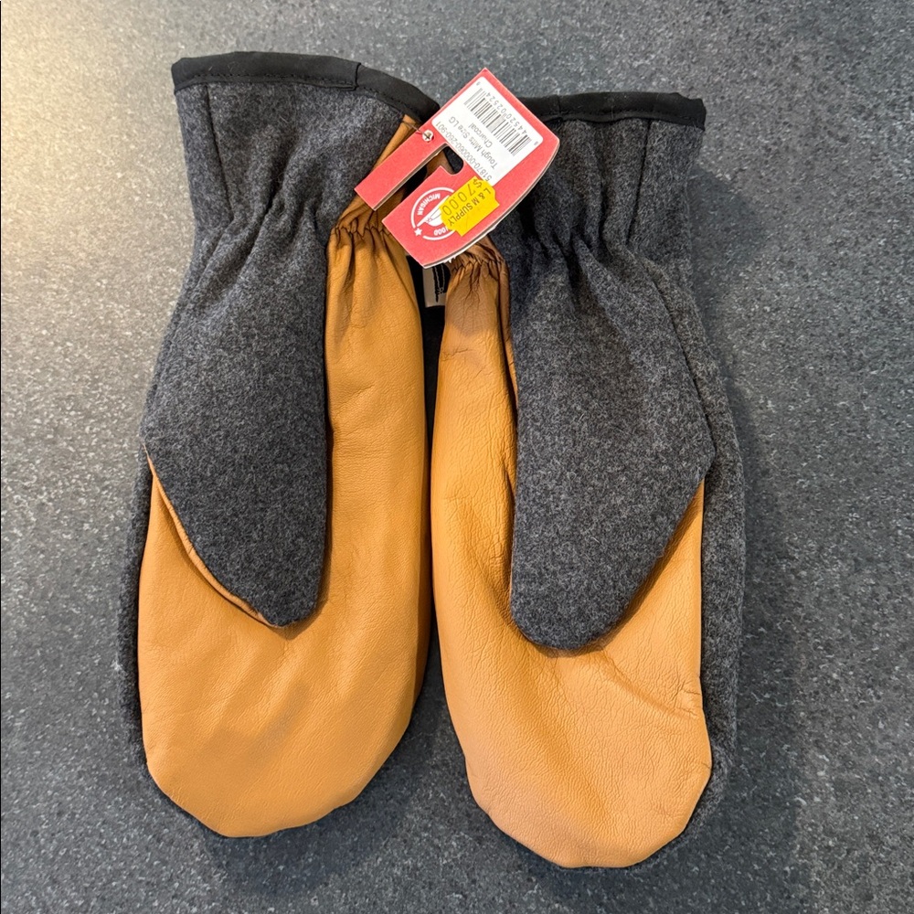 Gray and Tan Stormy Kromer mittens - Picture 2 of 7